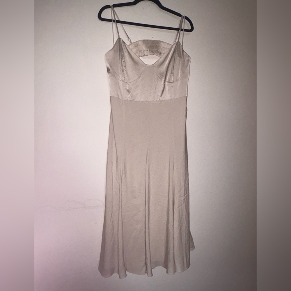 Express Beige Silky Backless Dress